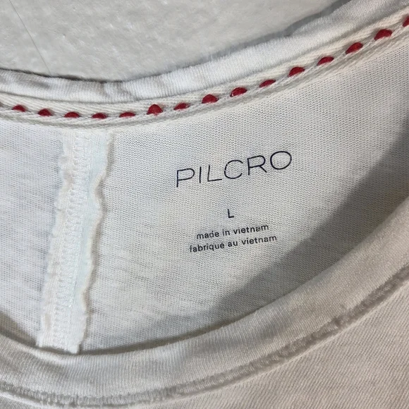 Pilcro Oversized Linen Lightweight Cap Muscle Tee Causal Sz L White Assimetrical - Picture 9 of 15